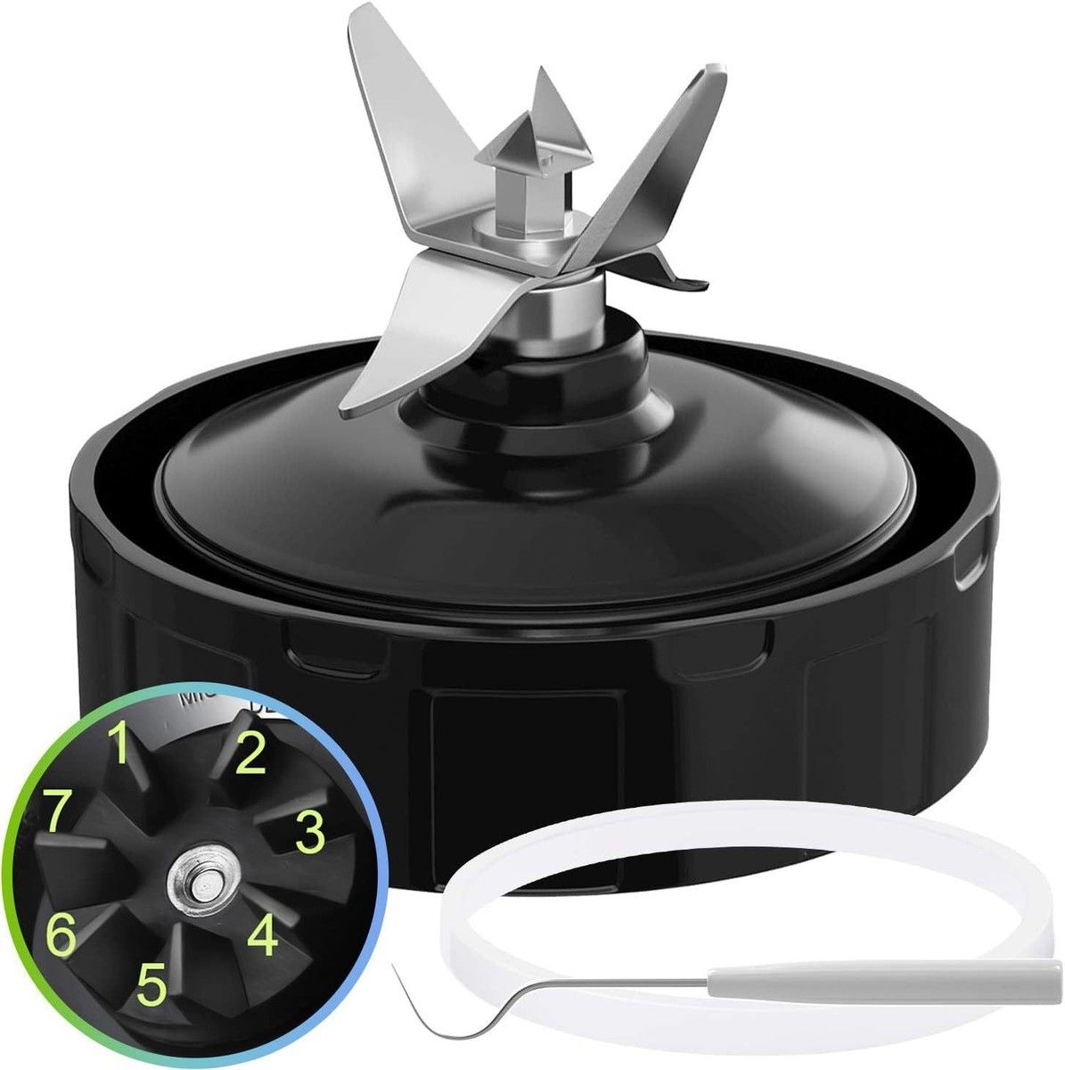 7 Fins Extractor Blade Assembly Blender Replacement Parts with Rubber Gasket Compatible with Blenders Auto iQ BL480 BL401 BL642 BL801 NN102