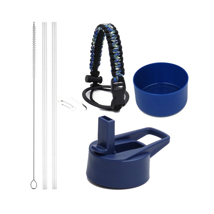 Blue 32oz 40oz Cup Universal Set Large Mouth Space Flask Sports Bottle Straw Cover Silicone Suitable For Hydro Flask Series Stainless Steel Cups