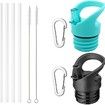 2 Piece Set 43mm Lid Diameter Small Mouth Straw Cover Standard Mouth Nozzle Cover Applicable To Hydro Flask Sports Bottle Black Blue
