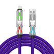 240W 4-in-1 USB C Super Fast Charge Cable With Breathing Light,Multi-Charging Cable Color Purple