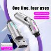 240W 4-in-1 USB C Super Fast Charge Cable With Breathing Light,Multi-Charging Cable Color Pink