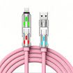 240W 4-in-1 USB C Super Fast Charge Cable With Breathing Light,Multi-Charging Cable Color Pink