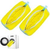 2 Pc Portable Reusable Laundry Shoe Bags for Washing Machine and Dryer, Shoe Cleaning Bag for All Types and Sizes Color Yellow