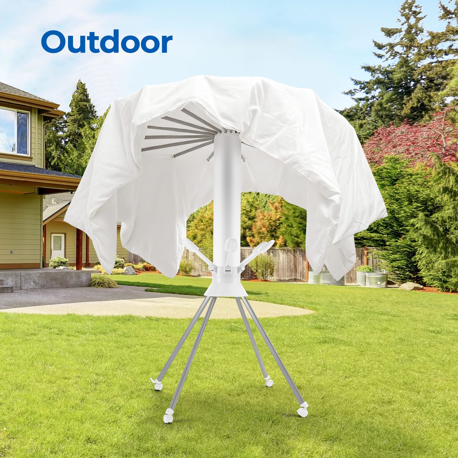 Clothes Drying Rack Garment Airer Laundry Horse 3 Tier Stand Shoes Hanger Rod Rail Clip Foldable Storage Indoor Outdoor Portable Air Dryer with Wheels