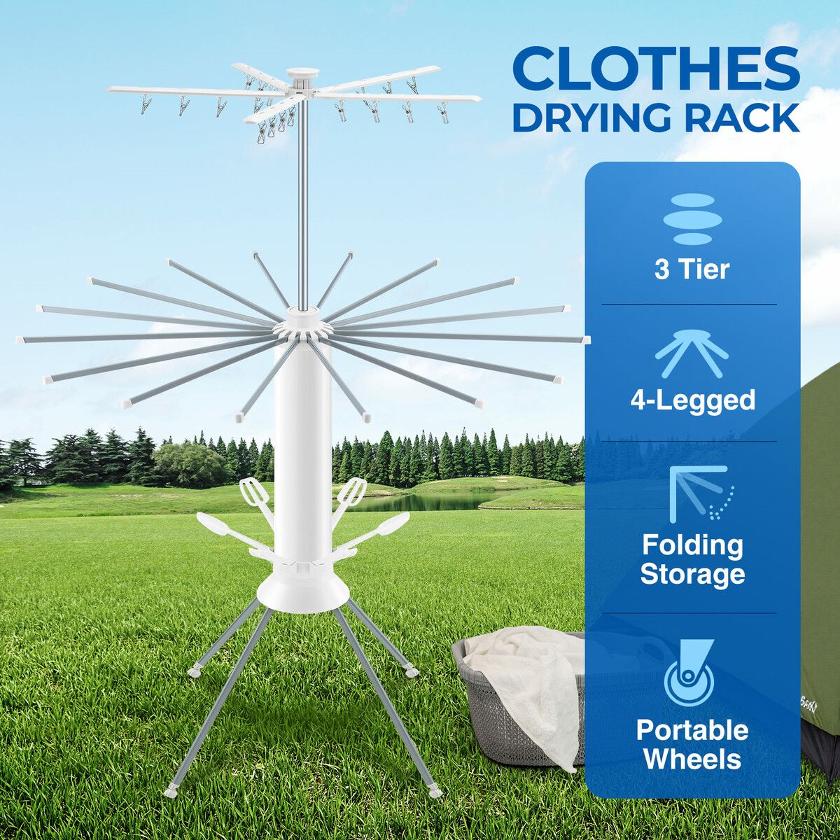 Clothes Drying Rack Garment Airer Laundry Horse 3 Tier Stand Shoes ...