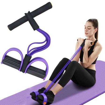 Multifunction Tension Rope,6-Tube Elastic Yoga Pedal Puller Resistance Band,Natural Latex Tension Rope Fitness Equipment