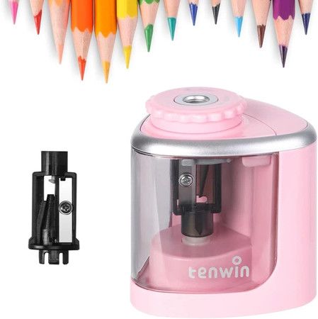 Electric Pencil Sharpener Automatic Pencil Sharpener for School,Home,Office,Classroom,with Replacement Blades,Manual and Electric Free to Switch,Pink