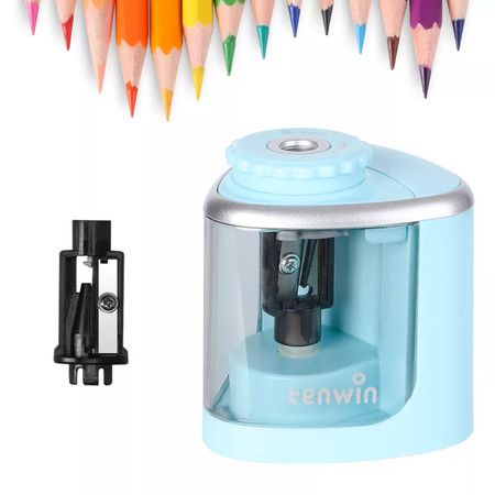 Electric Pencil Sharpener Automatic Pencil Sharpener for School,Home,Office,Classroom,with Replacement Blades,Manual and Electric Free to Switch,Blue