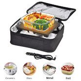 Mini Heated Lunch Box with Glass Container Only for 12V Car Charger, Portable Electric Food Warmer for Men and Women
