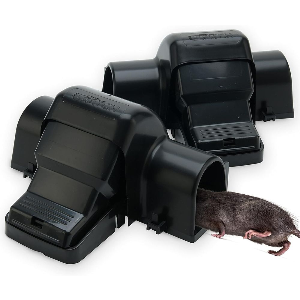 2 Pcs Rat Traps Indoor and Outdoor, Dual Entry Large Rat Trap Outdoor and Indoor for Home, Garden and Restaurant with Safe Hands Free Design