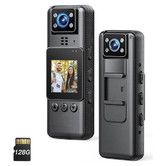 128GB Mini 4K Body Camera with Video, Small Cameras for Vlogging with 9Hrs Long Battery Life, Daily Easy to Use for Traveling Cycling Motorcycle