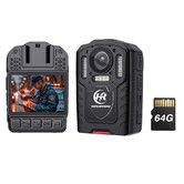 64GB 1080P Body Camera,3000mAh Large Battery for 13 Hours Video Shooting with Audio, Night Vision Body Cam with Pre or Post Recording