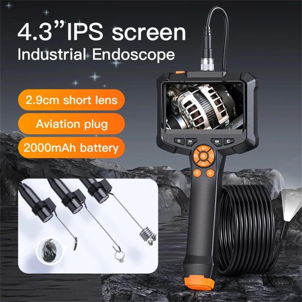 4.3 inch IPS Waterproof Handheld Endoscope Camera 1080P 8mm Single Lens 5 Meters Cable LED For Car Engine Sewer Pipe