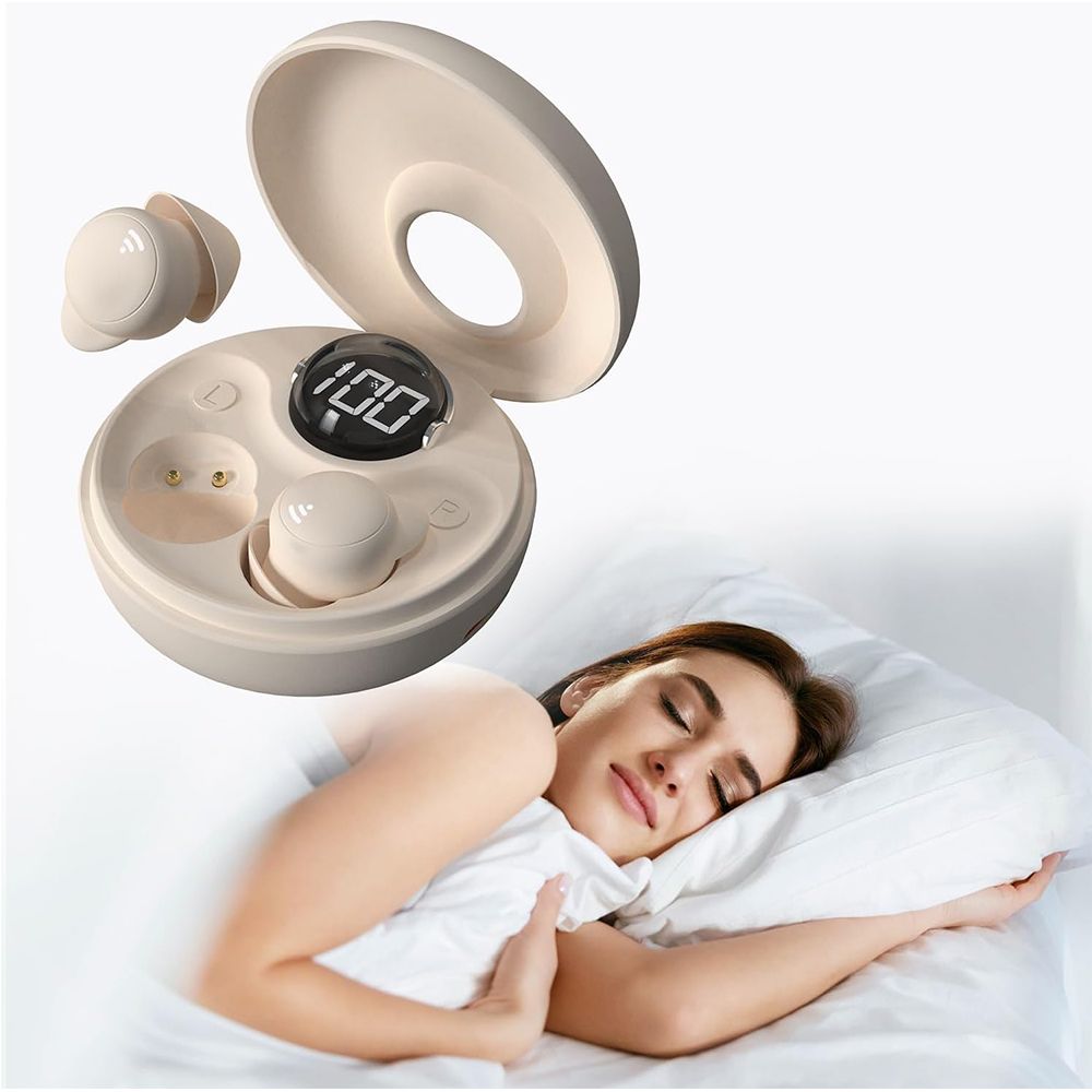 Sleep Earbuds for Side Sleepers, Mini Invisible Wireless Bluetooth Sleep Headphones, Hidden Earbuds for Small Ears Sleeping, Exercise, Working (Beige)