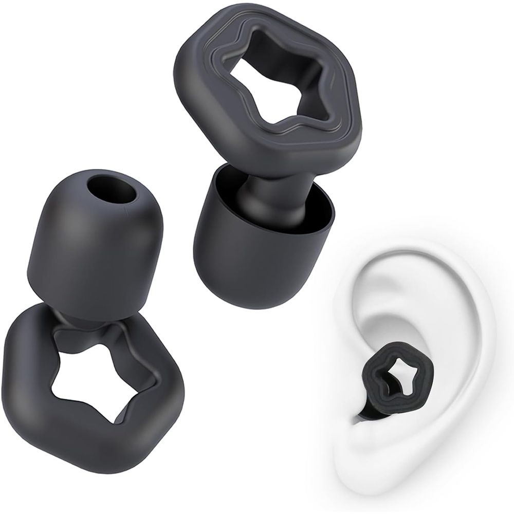 Silicone Ear Plugs for Sleeping, Washable and Reusable Noise Cancelling Reduction Earplugs for Swimming, Snoring, Working, Black