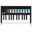 25 Key USB MIDI Keyboard Controller with 16 Backlit Pads,Professional Semi-Weighted Dynamic Bluetooth Keyboard,8 Knobs For Music Production Col Black