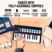 25 Key USB MIDI Keyboard Controller with 16 Backlit Pads,Professional Semi-Weighted Dynamic Bluetooth Keyboard,8 Knobs For Music Production Col Black