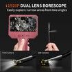 Dual Lens Borescope Camera with Light 1920P HD Endoscope Inspection Camera IP67 Waterproof Scope Cam with 4.3 Inch IPS Screen Flexible Plumbing Snake Cam