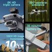 Pro Drone with 8K HD Camera GPS 5G WiFi FPV Drones Obstacle Avoidance Brushless Motor Quadcopter RC Helicopter Professional Camera Drone with 2 Batteries
