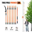 Manual Pole Saw Tree Pruner 8M Extendable High Branch Trimmer Cutter Pruning Trimming Handsaw Sharp Steel Blades Shearing Scissors Fibreglass Rods