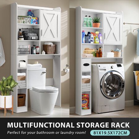 Toilet Shelf Storage Cabinet Bathroom Organiser Towel Shampoo Holder Over Washer Laundry Washing Machine Organisation