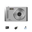 Silver Student Digital Camera HD DualLens 50MP 8x Zoom Beauty Filter FrontBack Cameras 32G Memory Card