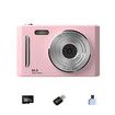 Pink Student Digital Camera HD DualLens 50MP 8x Zoom Beauty Filter FrontBack Cameras 32G Memory Card