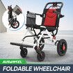 12 Inch Folding Wheelchair Mobility Disability Aid Equipment Portable PU Wheel Travel Lightweight Elderly Rear Hand Brakes Auswheel