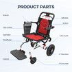 12 Inch Folding Wheelchair Mobility Disability Aid Equipment Portable PU Wheel Travel Lightweight Elderly Rear Hand Brakes Auswheel
