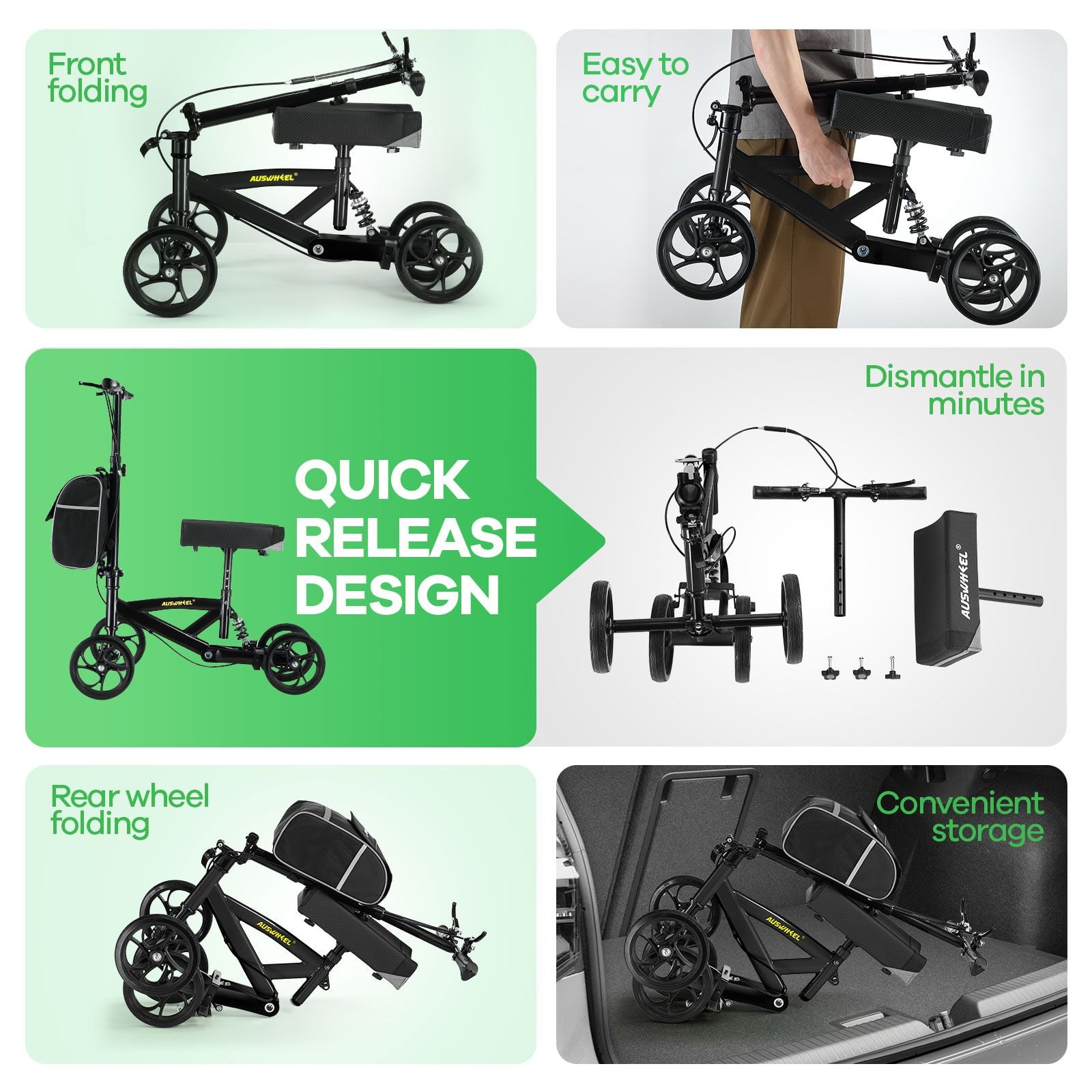 Knee Scooter Walker Steerable Mobility Walking Equipment Wheelchair Medical Crutch Broken Foot Ankle Leg Surgery Injury