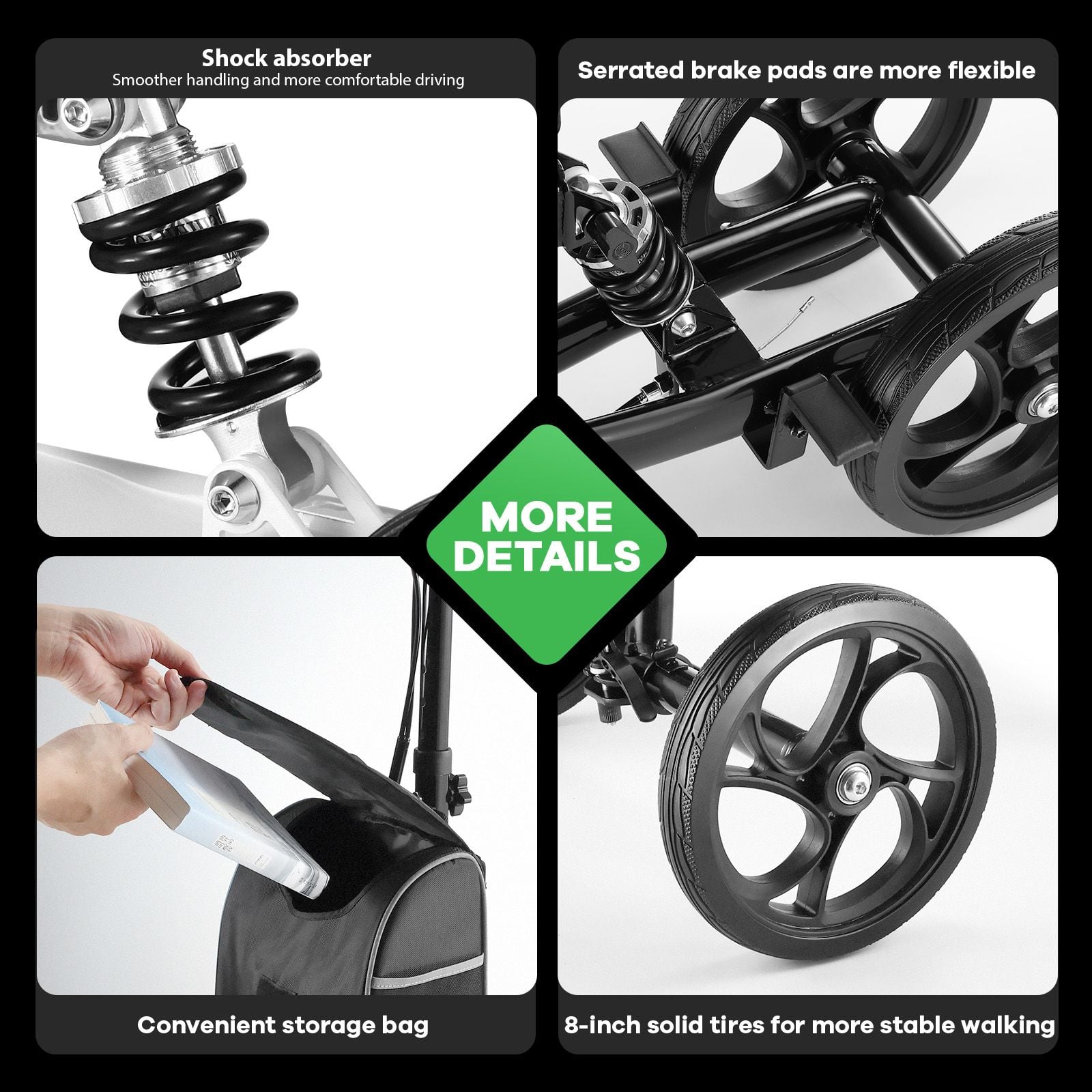 Knee Scooter Walker Steerable Mobility Walking Equipment Wheelchair Medical Crutch Broken Foot Ankle Leg Surgery Injury