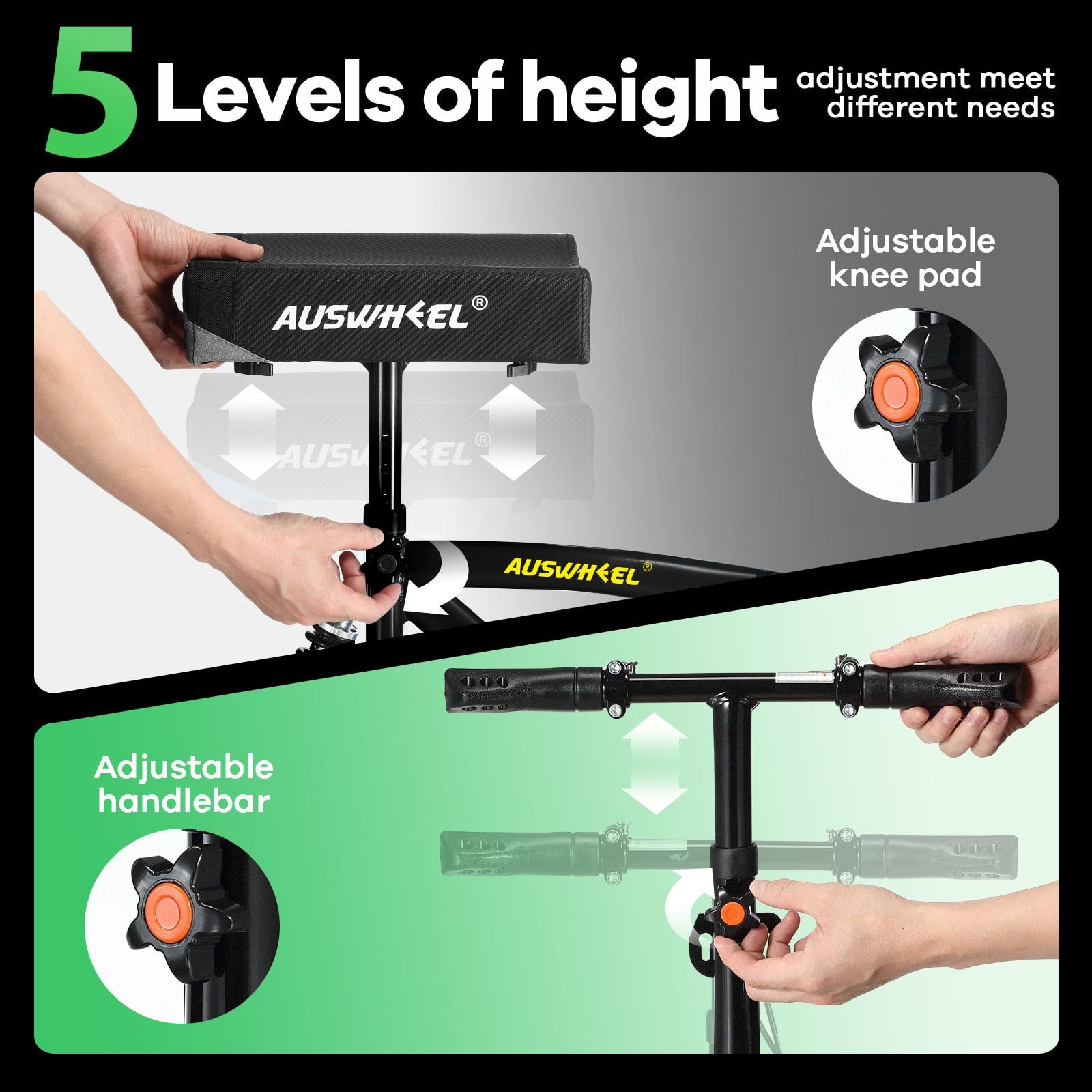 Knee Scooter Walker Steerable Mobility Walking Equipment Wheelchair Medical Crutch Broken Foot Ankle Leg Surgery Injury