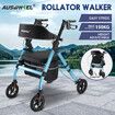 4 Wheel Rollator Walker Aluminum with Seat for Seniors Lightweight Rolling Walking Trolley Folding Elderly Medical Blue Auswheel