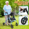 4 Wheel Rollator Walker Aluminum with Seat for Seniors Lightweight Rolling Walking Trolley Folding Elderly Medical Blue Auswheel