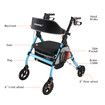 4 Wheel Rollator Walker Aluminum with Seat for Seniors Lightweight Rolling Walking Trolley Folding Elderly Medical Blue Auswheel