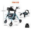 4 Wheel Rollator Walker Aluminum with Seat for Seniors Lightweight Rolling Walking Trolley Folding Elderly Medical Blue Auswheel