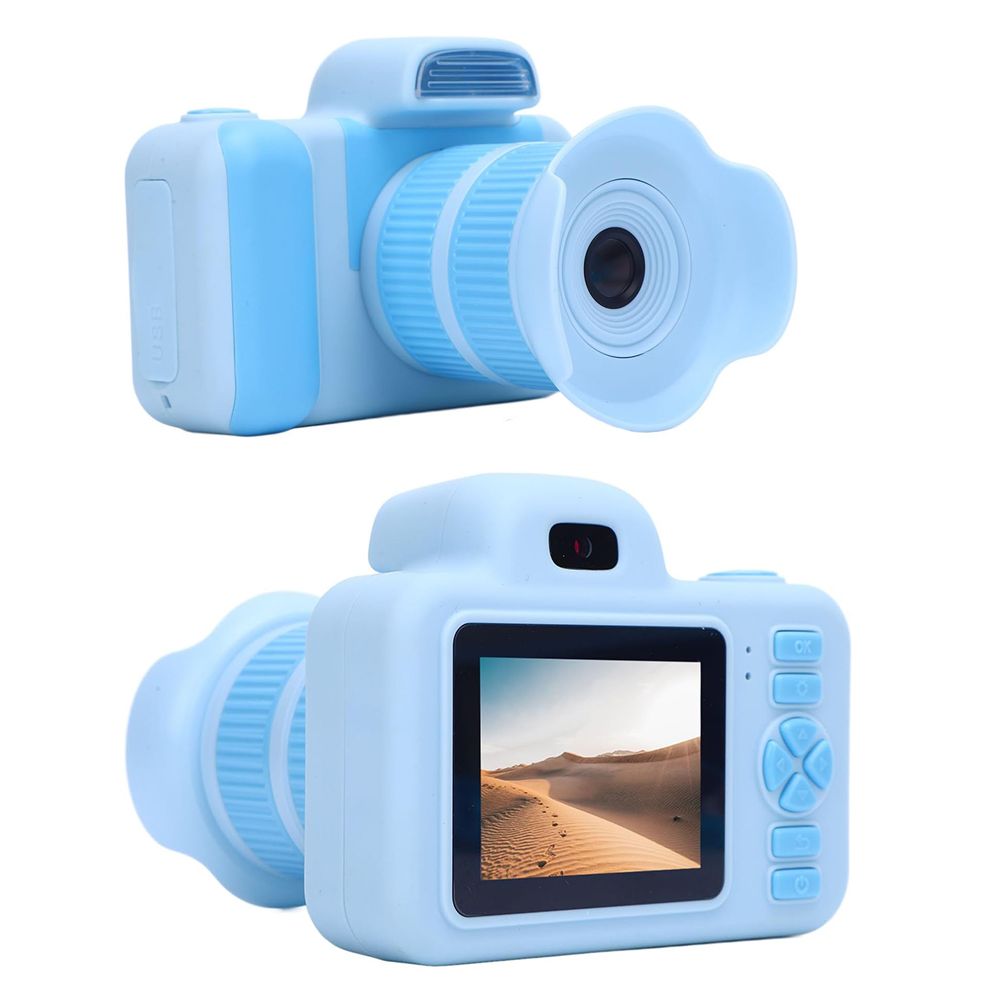 Kids Camera for Age 3 Up, 2 Inch Display 28MP Camcorder with Flash for Vlog with Flash, 360 Degree Rotatable Lens, Blue