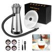 Cocktail Smoker Kit,Smoking Gun Food Smoker with Cup Lid and 4 Flavors Wood Chips,Handheld Portable Drink and Food Smoker Infuser for Cocktails Meat,Silver
