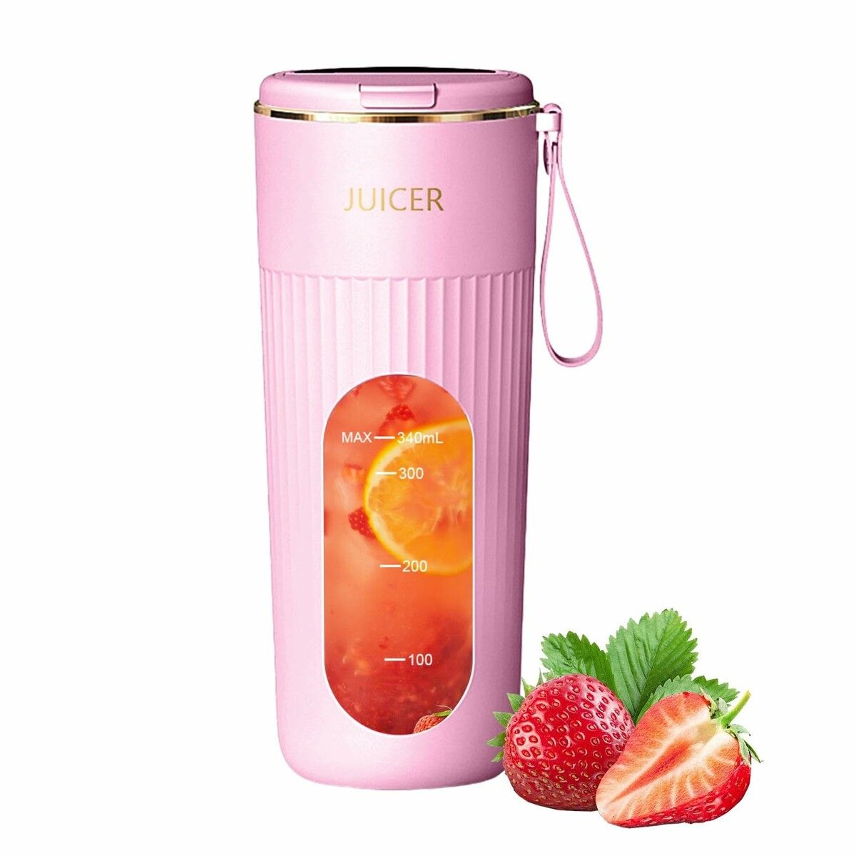 Portable Blender Juicer Cup,22000 RPM High Speed Multifunctional Automatic Fruit Blender for Home Travel,Camping Color Pink