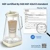 GLACIER FRESH 10 Cup Glass Water Pitcher with 1 Filter of 3X Flow Rate, Purela Glass Pitcher with 5-Stage Filtration Technology, Reduces 99% Chlorine