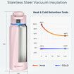 Boost Smart Water Bottle with Reminder to Drink Water, 24oz Stainless Steel Vacuum Insulated Water Bottle, Wide Mouth Water Tracker Bottle with APP-Pink