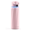 Boost Smart Water Bottle with Reminder to Drink Water, 24oz Stainless Steel Vacuum Insulated Water Bottle, Wide Mouth Water Tracker Bottle with APP-Pink