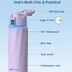 BOOST Smart Water Bottle with Reminder and Tracker - Double Wall Vacuum Insulated Stainless Steel, Wide Mouth 32 oz, Ideal Gift - Purple