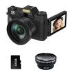 6K Digital Camera for Photography, 64MP Vlogging Camera for YouTube with 3 Inch 180 Degree Flip Screen, with 32GB TF Card, Black