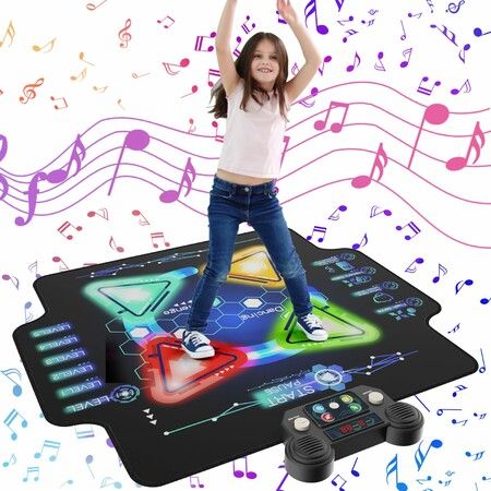Wireless Bluetooth Dance Mats with Light Up 4-Buttons Music with 4 Game Modes and 5 Levels Dance Game Toy Gift for Kids Ages 3-12 Year