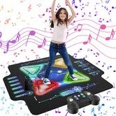 Wireless Bluetooth Dance Mats with Light Up 4-Buttons Music with 4 Game Modes and 5 Levels Dance Game Toy Gift for Kids Ages 3-12 Year