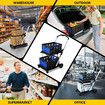Folding Hand Truck Dolly Utility Luggage Cart Shopping Trolley Collapsible Foldable 2 Baskets for Moving Grocery Office Tennis Ball Camping 4 Wheels