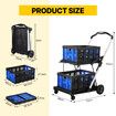 Folding Hand Truck Dolly Utility Luggage Cart Shopping Trolley Collapsible Foldable 2 Baskets for Moving Grocery Office Tennis Ball Camping 4 Wheels