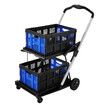 Folding Hand Truck Dolly Utility Luggage Cart Shopping Trolley Collapsible Foldable 2 Baskets for Moving Grocery Office Tennis Ball Camping 4 Wheels