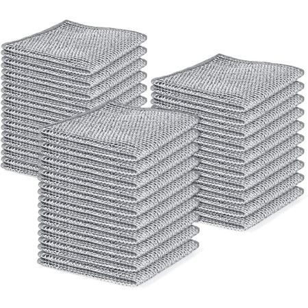 30pcs Set Non-Scratch Steel Wool Dishcloth Multi-Use Kitchen Scrubbers,Durable Cleaning Pads for Wet & Dry Use